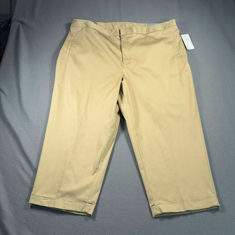 Catherines Secret Slimmer Capri Pants 26W Plus Size Stretch Khaki NWT 44x22